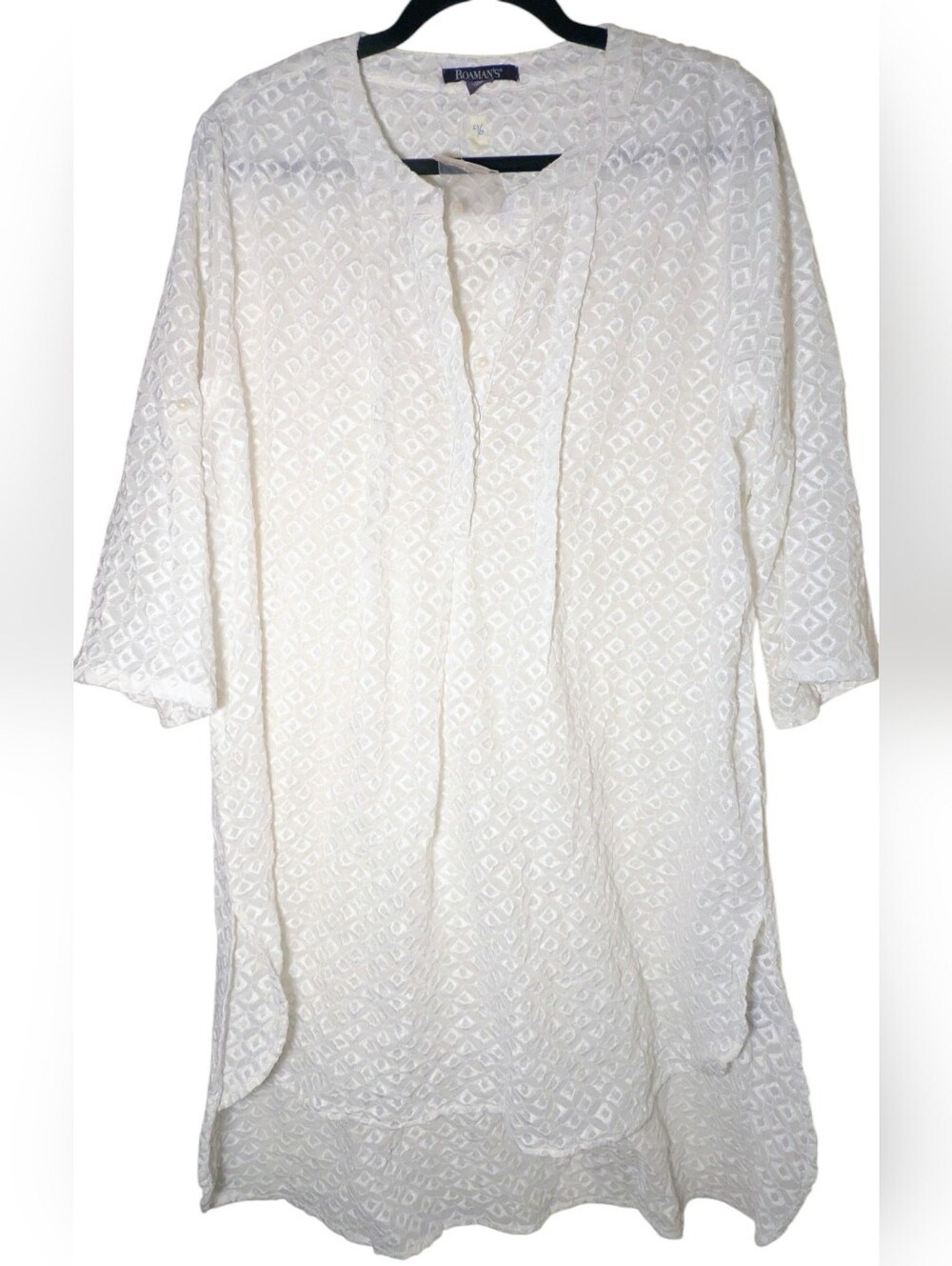 Roaman's Plus Size 18W White Embroidered High Low Tunic Top NWOT